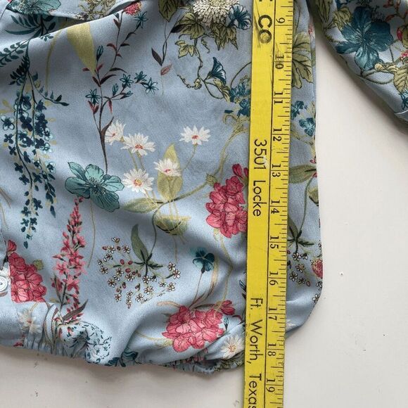 Sanctuary by Anthro Aisley Ballet Off Shoulder Bluebell Blue‎ Floral Top - Picture 10 of 10